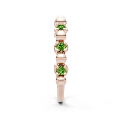 Peridot Beaded Diamond Stacking Ring