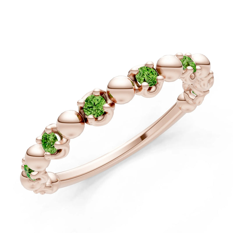 Peridot Beaded Diamond Stacking Ring