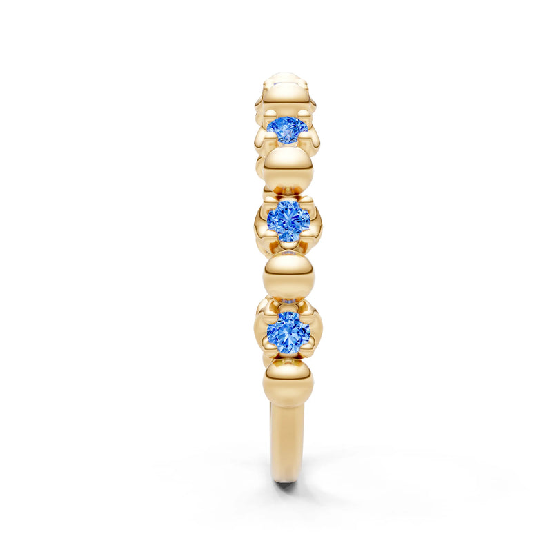 Swiss Blue Topaz Beaded Diamond Stacking Ring