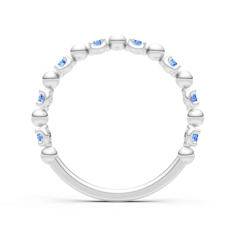 Swiss Blue Topaz Beaded Diamond Stacking Ring