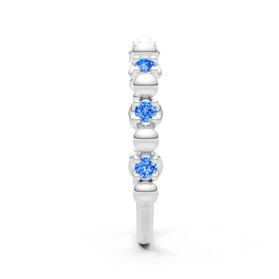 Swiss Blue Topaz Beaded Diamond Stacking Ring