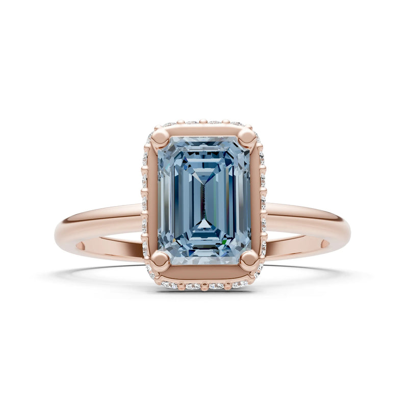 Emerald Hidden Double Halo Engagement Ring