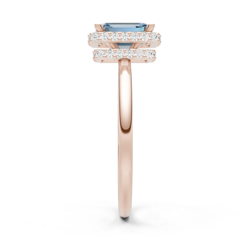 Emerald Hidden Double Halo Engagement Ring