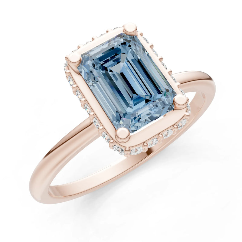 Emerald Hidden Double Halo Engagement Ring