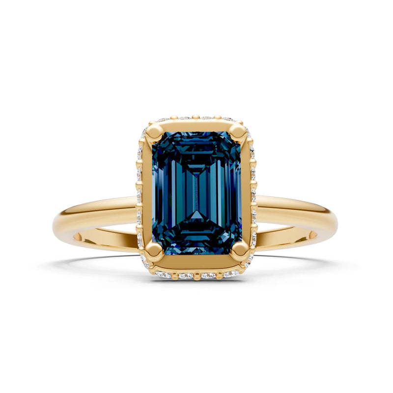 Alexandrite Emerald Hidden Double Halo Engagement Ring