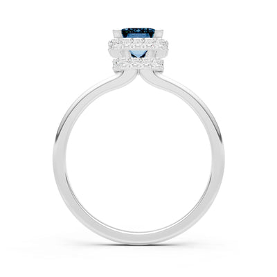 Alexandrite Emerald Hidden Double Halo Engagement Ring
