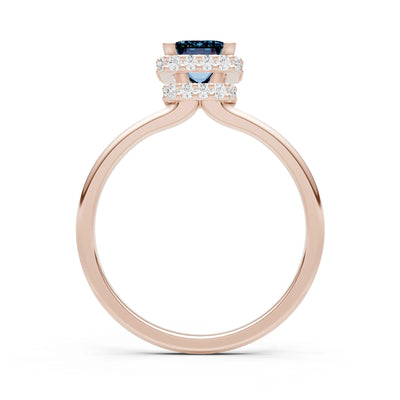 Alexandrite Emerald Hidden Double Halo Engagement Ring