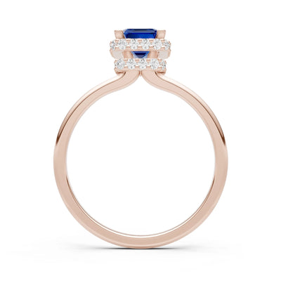 Emerald Hidden Double Halo Engagement Ring