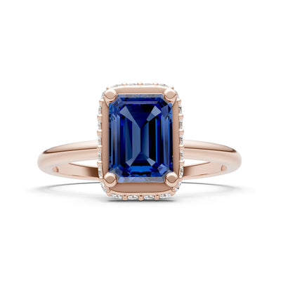 Emerald Hidden Double Halo Engagement Ring