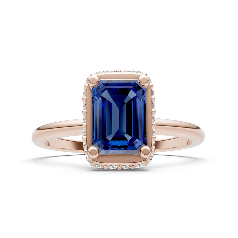 Emerald Hidden Double Halo Engagement Ring