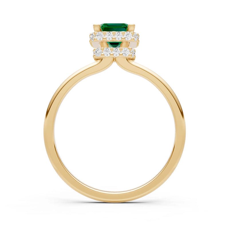 Emerald Emerald Hidden Double Halo Engagement Ring