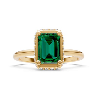 Emerald Emerald Hidden Double Halo Engagement Ring