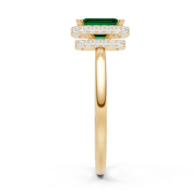 Emerald Emerald Hidden Double Halo Engagement Ring