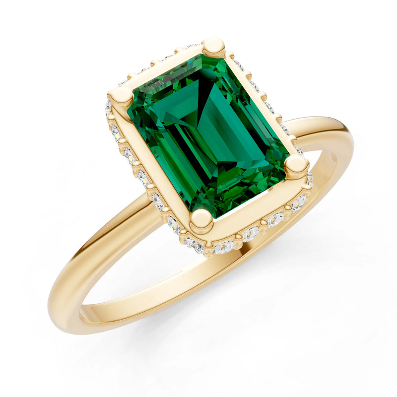 Emerald Emerald Hidden Double Halo Engagement Ring