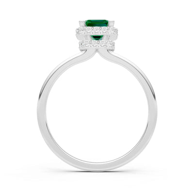 Emerald Emerald Hidden Double Halo Engagement Ring