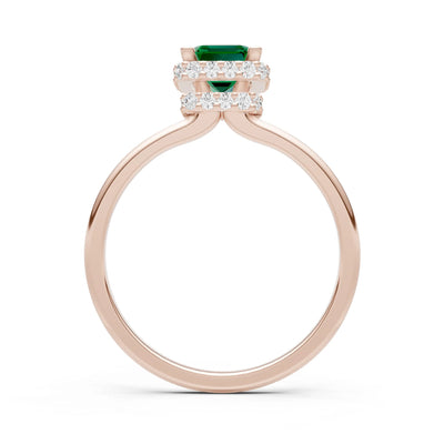 Emerald Hidden Double Halo Engagement Ring