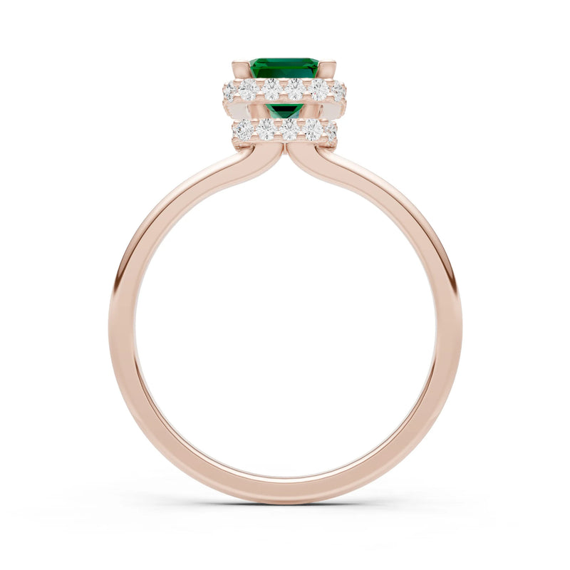 Emerald Hidden Double Halo Engagement Ring