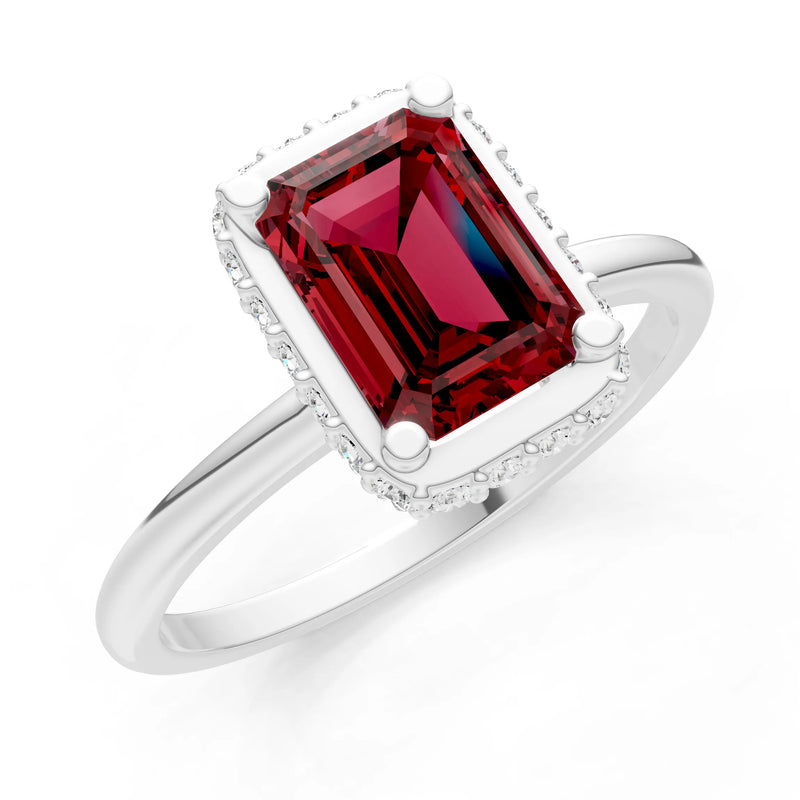 Emerald Hidden Double Halo Engagement Ring