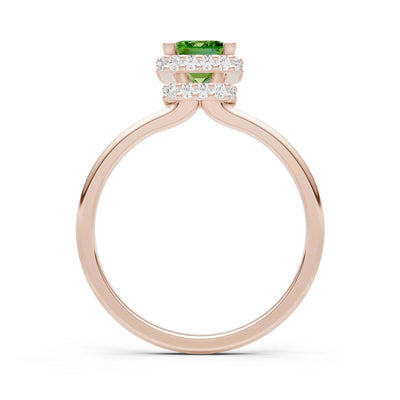 Emerald Hidden Double Halo Engagement Ring