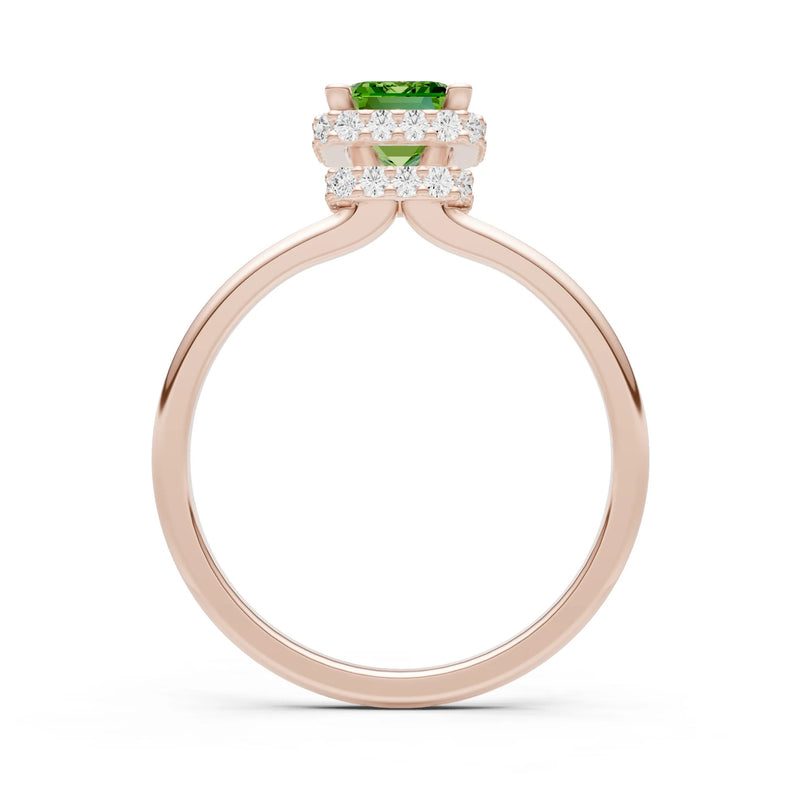 Emerald Hidden Double Halo Engagement Ring