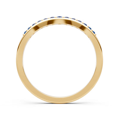 London Blue Topaz Graduating Gemstone Curved Stacking Band