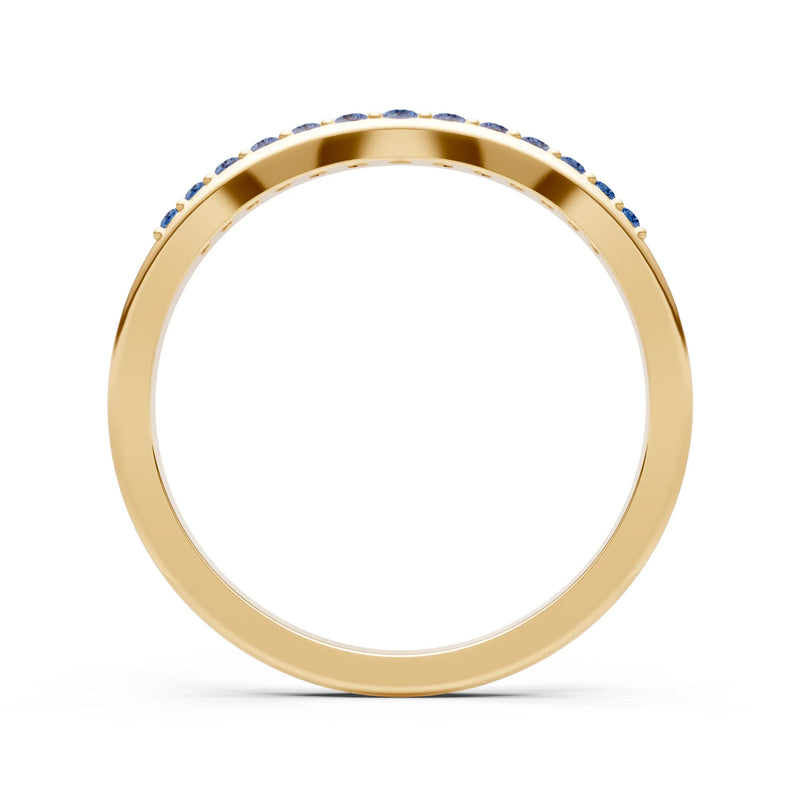 London Blue Topaz Graduating Gemstone Curved Stacking Band