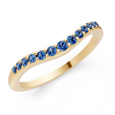 London Blue Topaz Graduating Gemstone Curved Stacking Band