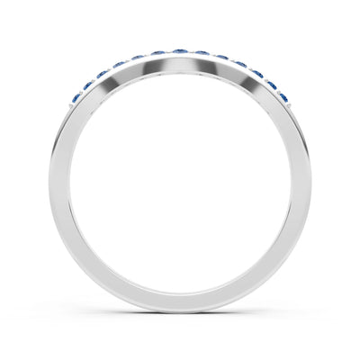 London Blue Topaz Graduating Gemstone Curved Stacking Band