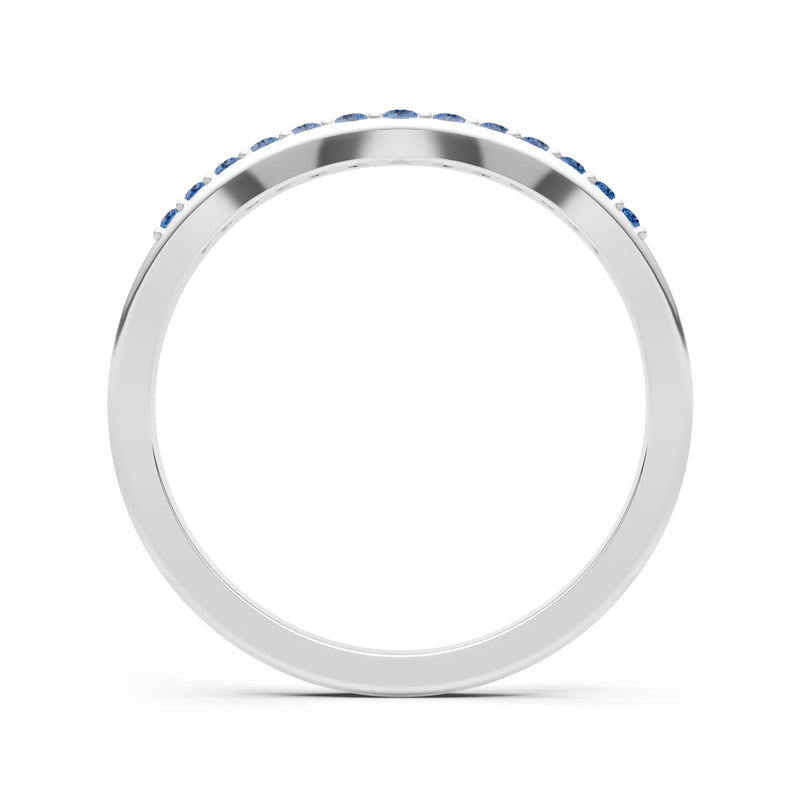 London Blue Topaz Graduating Gemstone Curved Stacking Band