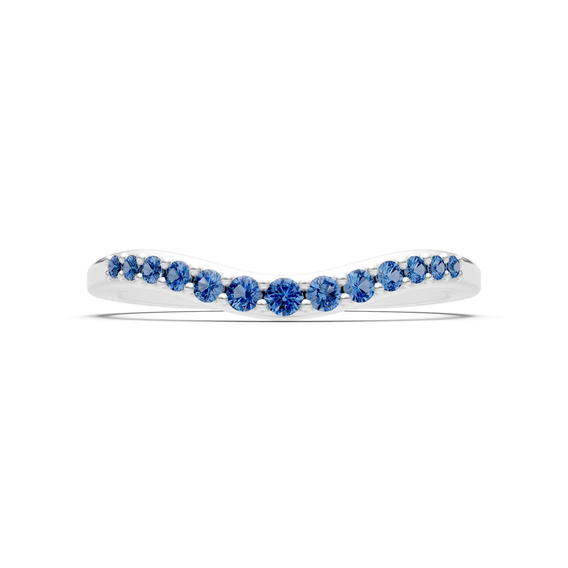 London Blue Topaz Graduating Gemstone Curved Stacking Band