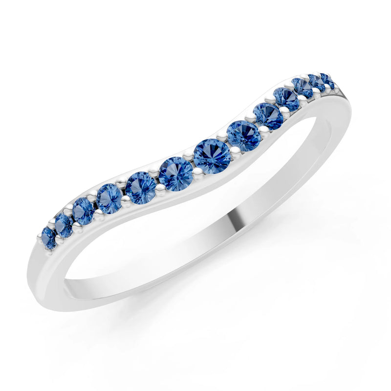 London Blue Topaz Graduating Gemstone Curved Stacking Band