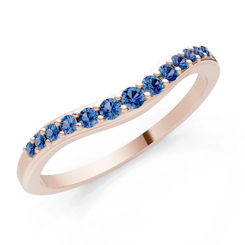 London Blue Topaz Graduating Gemstone Curved Stacking Band
