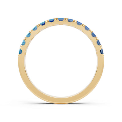 London Blue Topaz Straight Baguette Thin Half Eternity Band