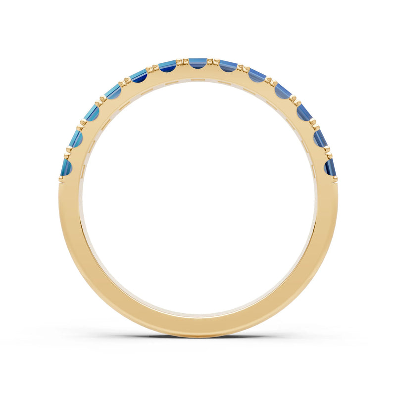 London Blue Topaz Straight Baguette Thin Half Eternity Band