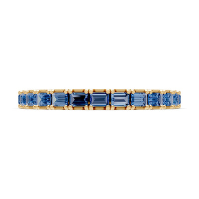 London Blue Topaz Straight Baguette Thin Half Eternity Band