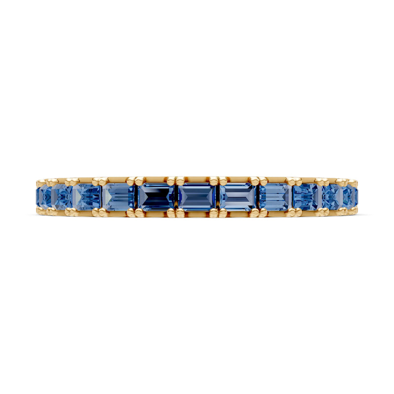 London Blue Topaz Straight Baguette Thin Half Eternity Band