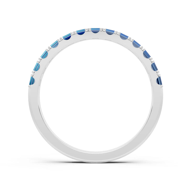 London Blue Topaz Straight Baguette Thin Half Eternity Band