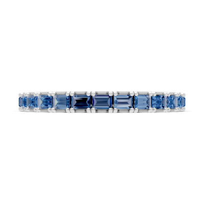 London Blue Topaz Straight Baguette Thin Half Eternity Band