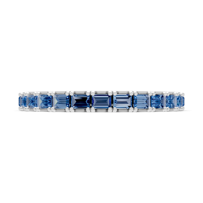 London Blue Topaz Straight Baguette Thin Half Eternity Band