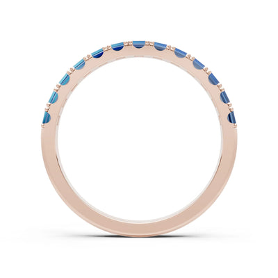 London Blue Topaz Straight Baguette Thin Half Eternity Band