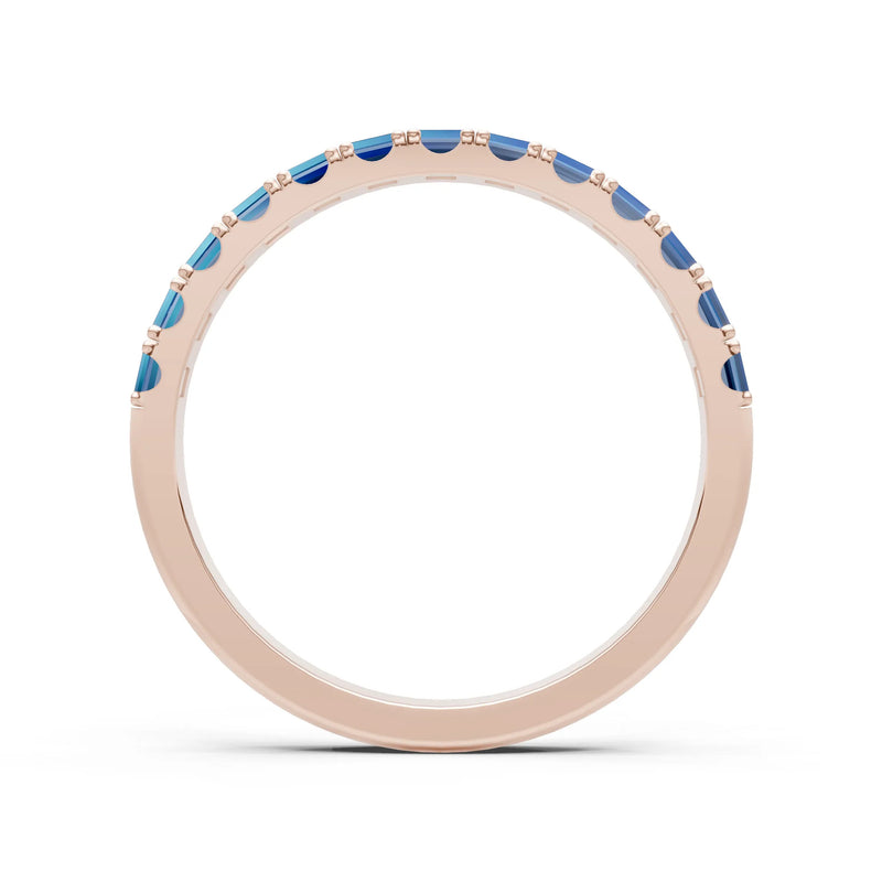 London Blue Topaz Straight Baguette Thin Half Eternity Band