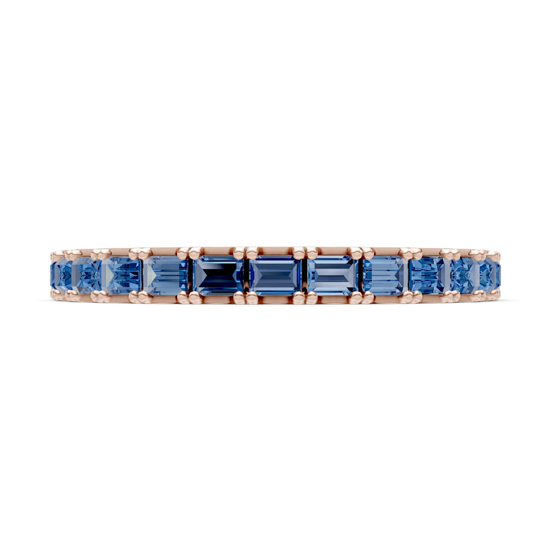 London Blue Topaz Straight Baguette Thin Half Eternity Band