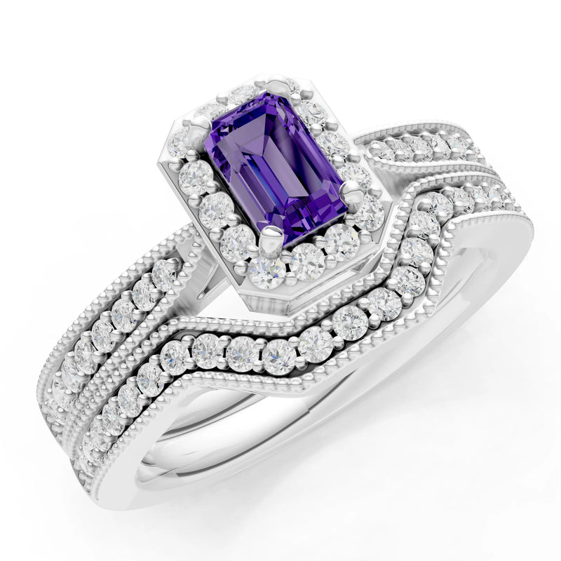 Petitie Five Stone Gemstone Band - Emerald