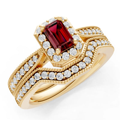 Petitie Five Stone Gemstone Band - Emerald