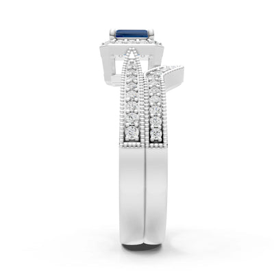London Blue Topaz Emerald Cut 4x3mm Petitie Five Stone Emerald Cut Gemstone Band