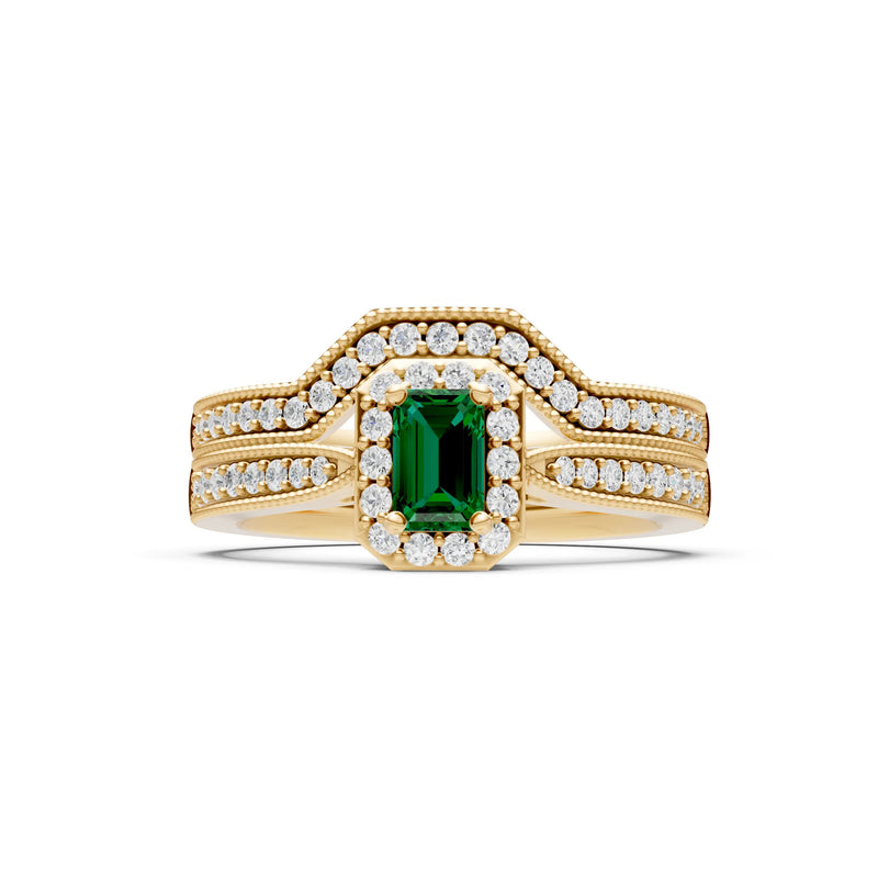 Petitie Five Stone Gemstone Band - Emerald