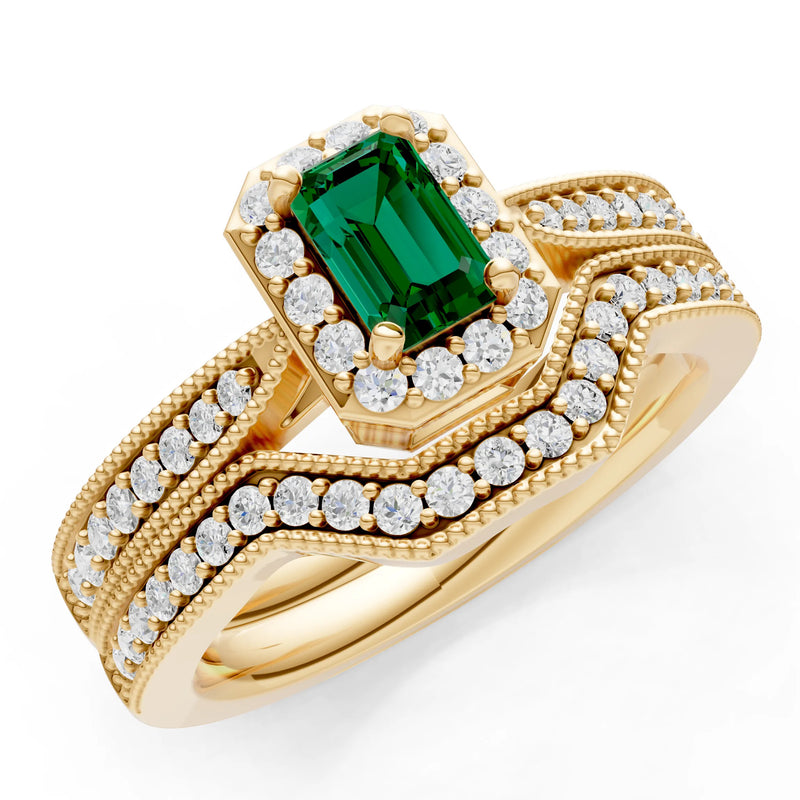 Petitie Five Stone Gemstone Band - Emerald