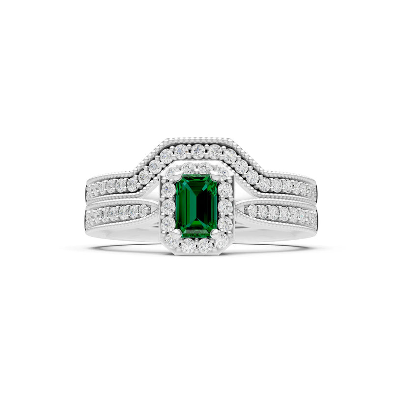 Petitie Five Stone Gemstone Band - Emerald
