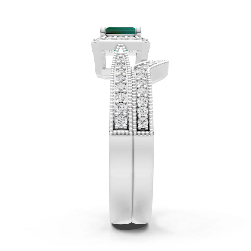 Petitie Five Stone Gemstone Band - Emerald