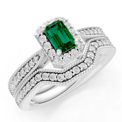 Petitie Five Stone Gemstone Band - Emerald